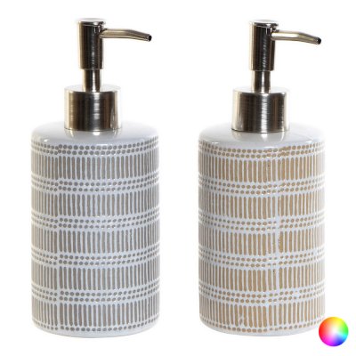 Tvåldispenser DKD Home Decor Grå ABS Stengods Boho (2 pcs) (7.2 x 8 x 18 cm)