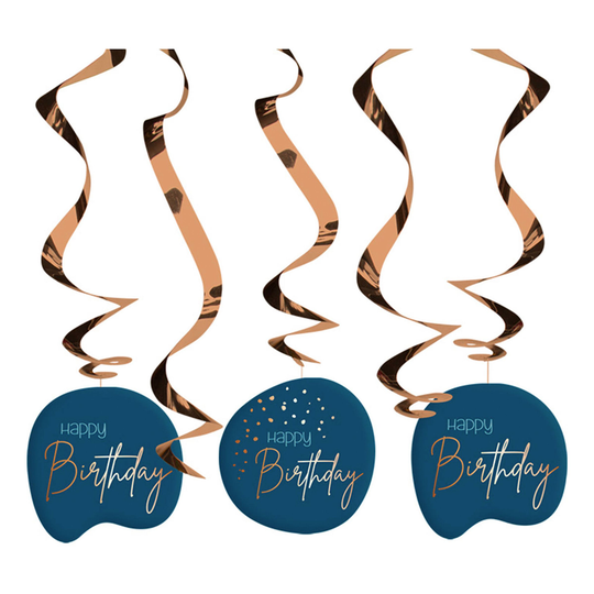 Swirls Happy Birthday True Blue - 5-pack