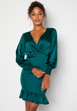 Chiara Forthi Alcine Wrap Flounce Dress Dark green XL