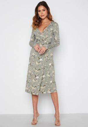 BUBBLEROOM Naomi midi dress Dusty green / Patterned L
