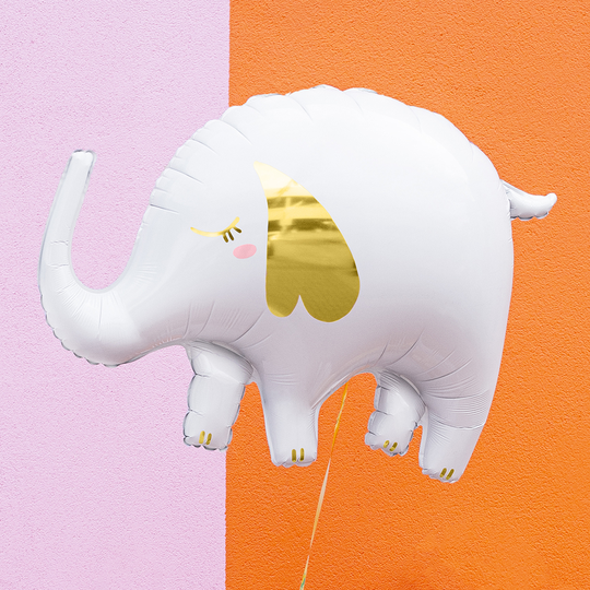 Folieballong - Elefant - Vit/Guld
