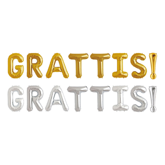 Bokstavsballonger Grattis! - Guld