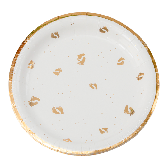 Papptallrikar - Babyfötter - Guld