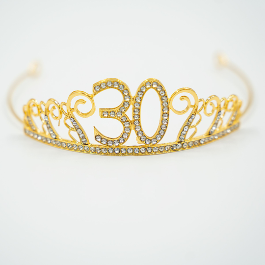 Tårtdekoration Tiara Siffra i Metall Guld - Siffra 30