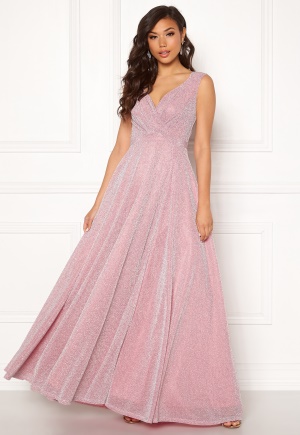 Goddiva Glitter Wrap Maxi Dress Pink S (UK10)