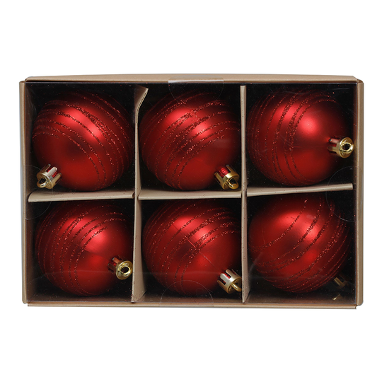 Röda Julgranskulor - 6-pack
