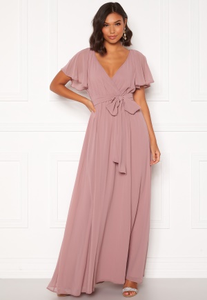 Goddiva Flutter Chiffon Maxi Dress Lavender XS (UK8)