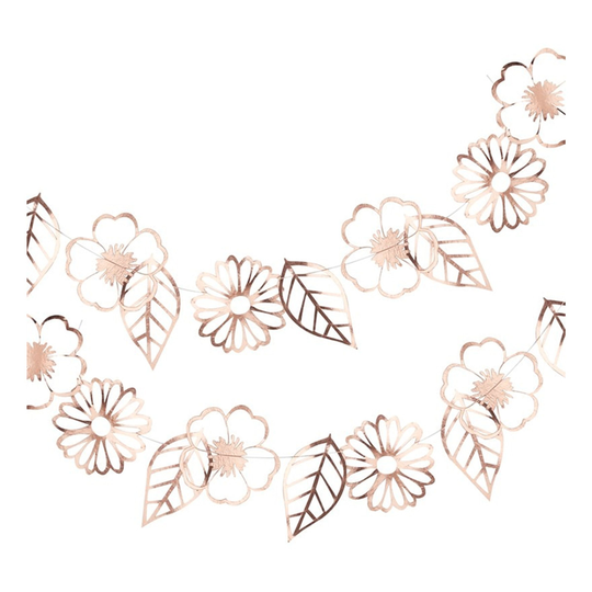 Girlang Blommor Roséguld Metallic
