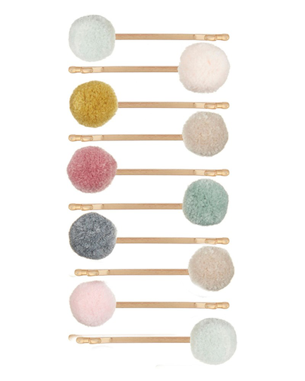 Hårnålar mini pom pom multi