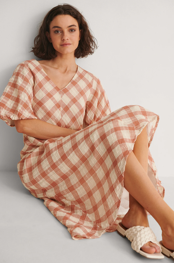 NA-KD Boho Rutig Maxiklänning - Checkered