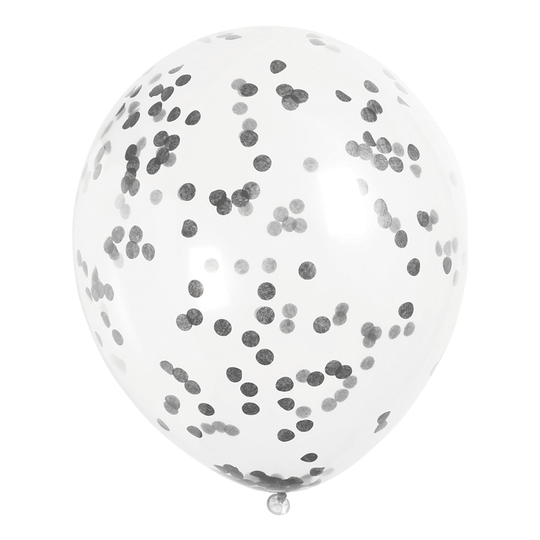 Konfettiballonger Svart/Grå - 6-pack