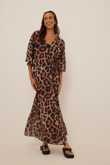 NA-KD Boho Kaftanklänning - Leopard