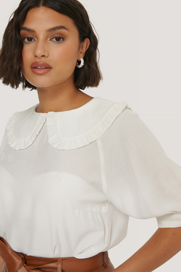 NA-KD Boho Big Collar Blouse - White