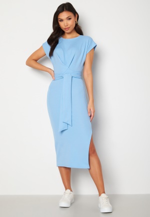 BUBBLEROOM Tea soft tie dress Dusty blue S