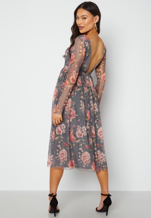 Bubbleroom Occasion Sabella Mesh Dress Light grey / Floral 40