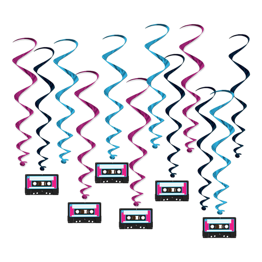 Swirls Kasettband Hängande Dekoration - 12-pack