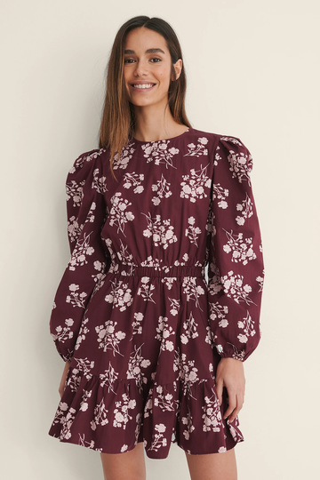 NA-KD Boho Långärmad Skjortklänning Med Elastisk Midja - Flower