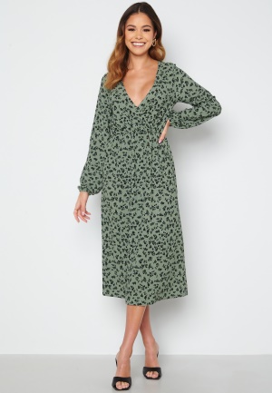 BUBBLEROOM Milana wrap dress Green / Floral L