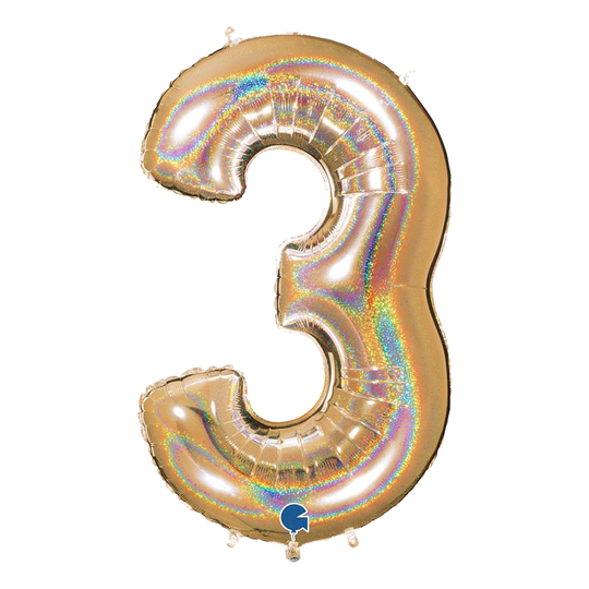 Sifferballong Glitter Guld - Siffra 3