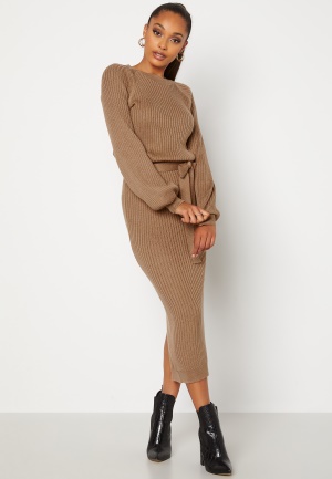 BUBBLEROOM Amira knitted dress Light brown 3XL