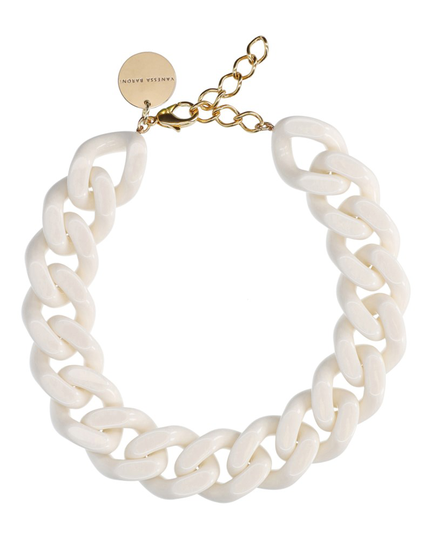 Halsband big flat chain offwhite