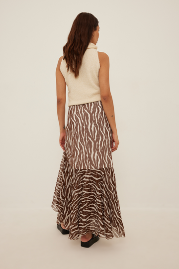 NA-KD Boho Maxi Frilled Chiffon Skirt - Multicolor