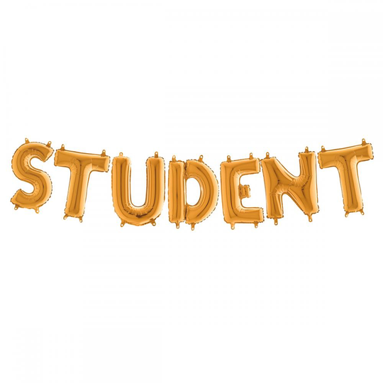 Bokstavsballonger - Student - Guld