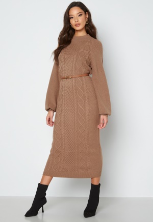 BUBBLEROOM Aisha knitted dress Light brown L