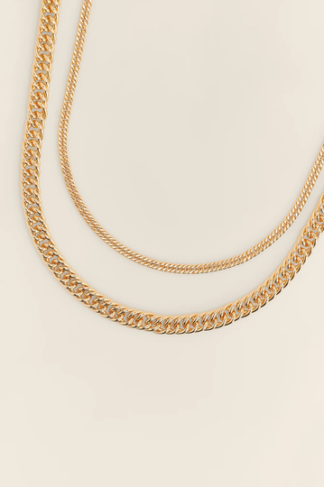 NA-KD Accessories Halsband med dubbla kedjor - Gold