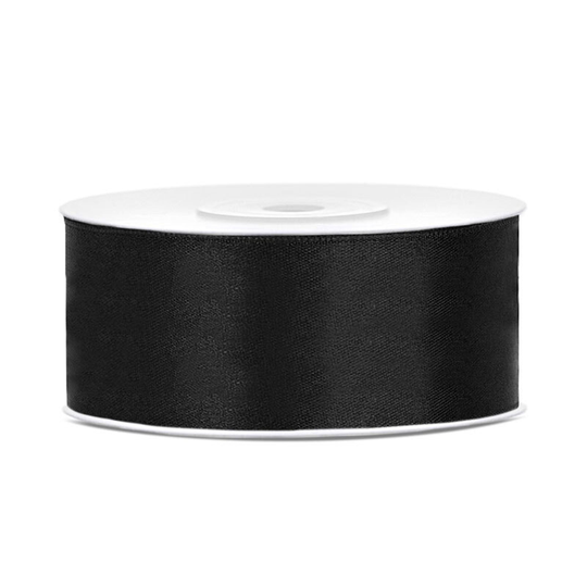 Satinband Svart - 25 mm x 25 m