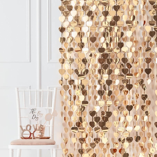 Backdrop Hjärtan Guld Metallic
