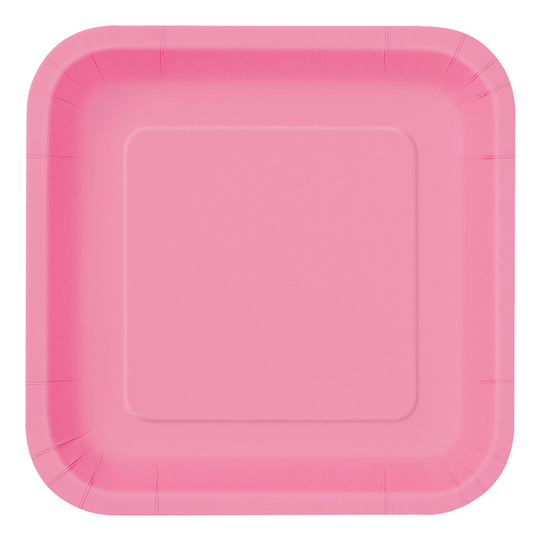 Papperstallrikar Kvadrat Rosa - 14-pack