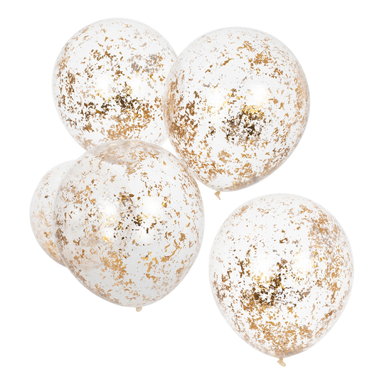 Konfettiballonger Guld/Transparent - 5-pack