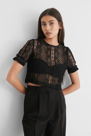 NA-KD Boho Spetstopp - Black