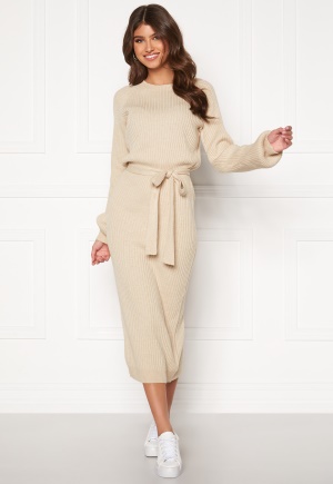 BUBBLEROOM Amira knitted dress Beige melange 4XL