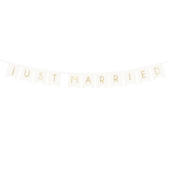 Vimpel - Just Married - Vit/Guld