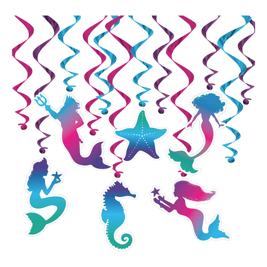 Swirls Sjöjungfru Hängande Dekoration - 12-pack