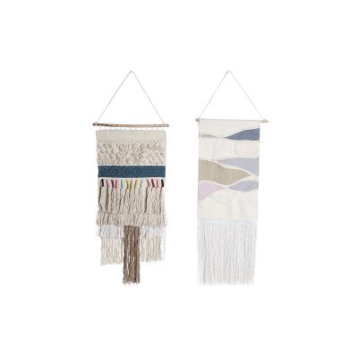 Väggdekoration DKD Home Decor Bomull Frans Boho (2 antal) (40 x 1 x 80 cm)