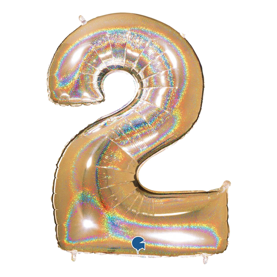 Sifferballong Glitter Guld - Siffra 2