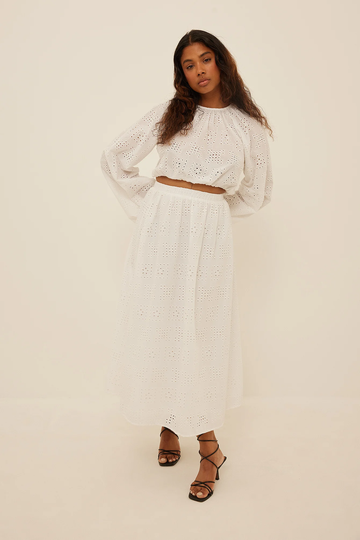 NA-KD Boho Midikjol - White