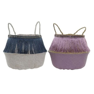 Korg DKD Home Decor Polyester Boho Sjögräs Frans (40 x 40 x 34 cm) (2 pcs)