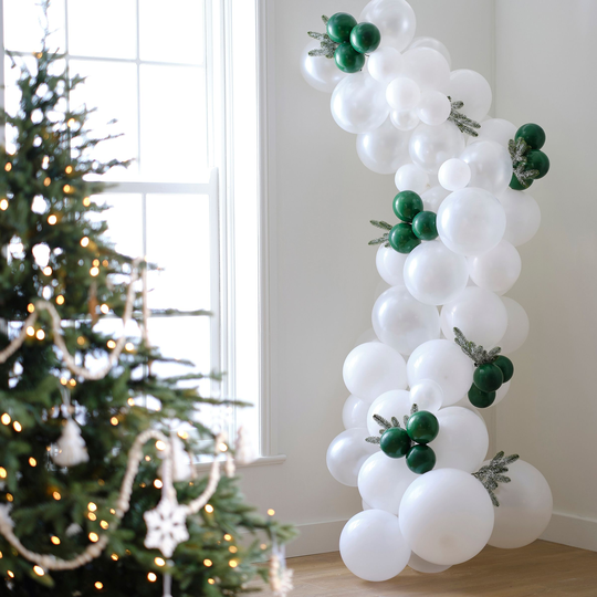 Jul Ballongbåge Vit/Grön