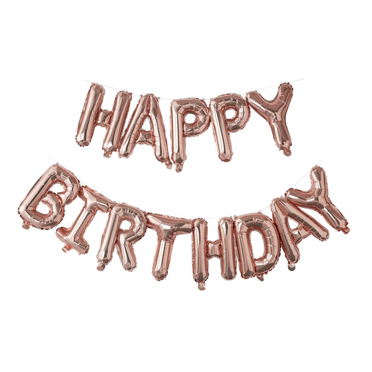 Bokstavsballonger Happy Birthday Roséguld