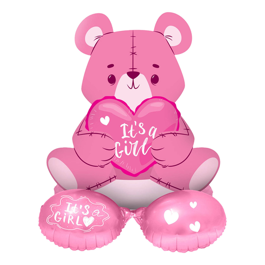 Folieballong Björn Its a Girl Rosa - 61 cm