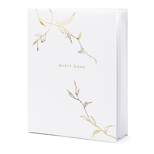 Gästbok - Branches - Vit/Guld