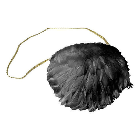 Svart Handväska med Fjädrar