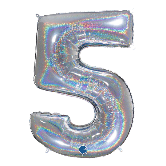 Sifferballong Glitter Silver - Siffra 5