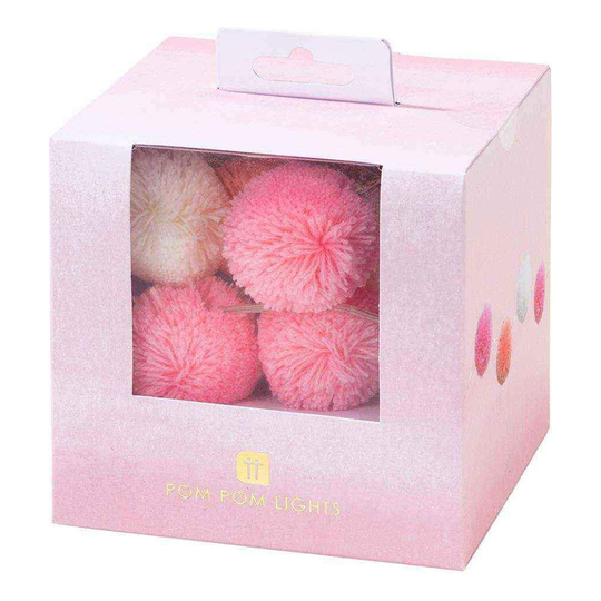 Ljusslinga Pom Pom Vit/Rosa - 200 cm