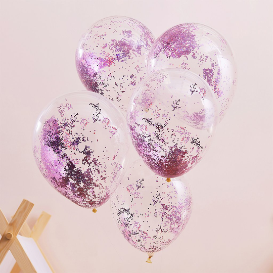 Konfettiballonger - Glitter - Rosa