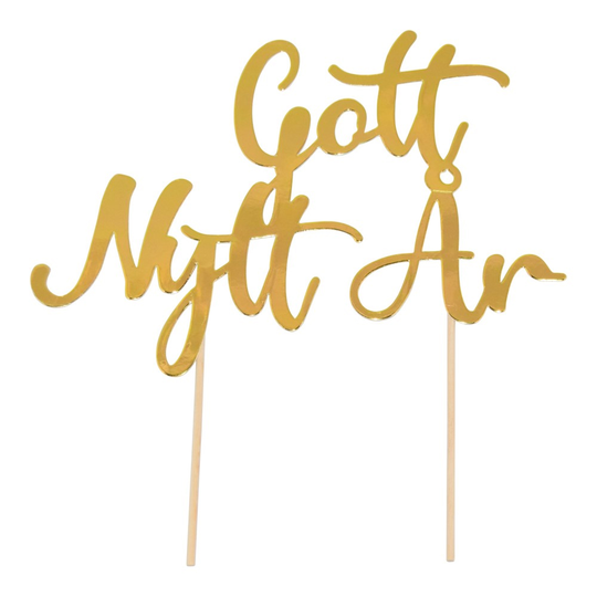 Cake Topper - Gott nytt år - Guld